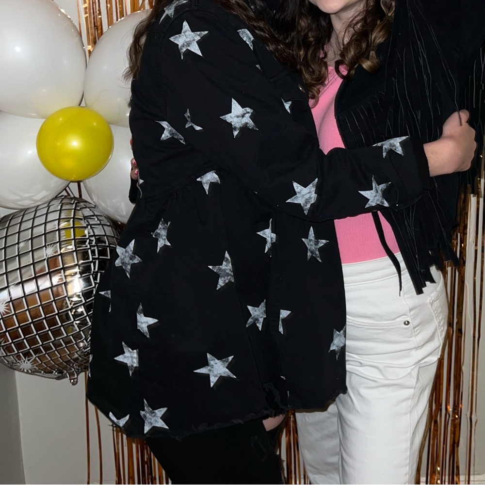 Black Star Patterned Jacket - image 2